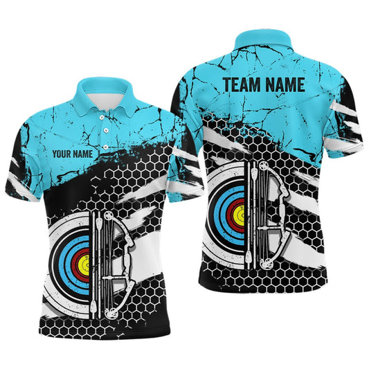 Personalisiertes Retro Bogensport Poloshirt für Herren & Damen | Teamshirt Blau - Schwarz V0642 - Climcat