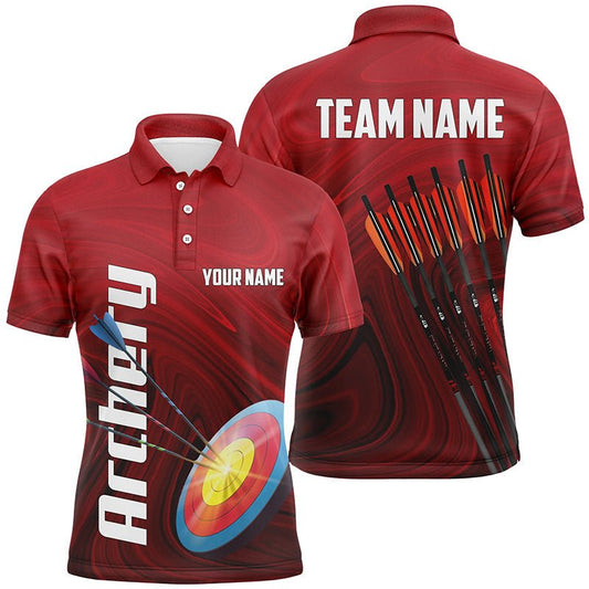 Personalisiertes Rotes Poloshirt für Herren & Damen - 3D Bogenschießen Pfeile Design - Geschenk für Bogenschützen V0719 - Climcat