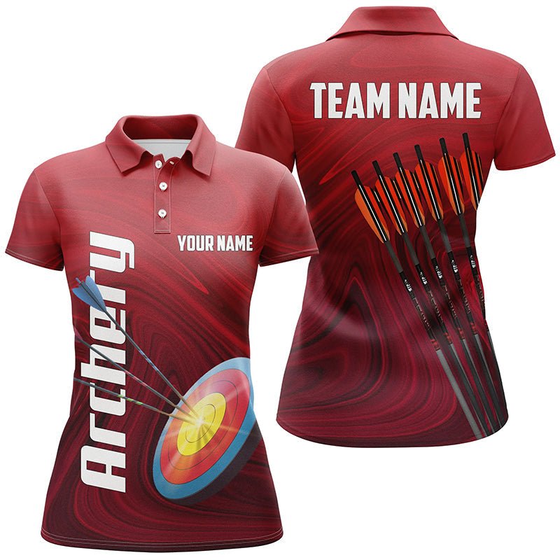 Personalisiertes Rotes Poloshirt für Herren & Damen - 3D Bogenschießen Pfeile Design - Geschenk für Bogenschützen V0719 - Climcat