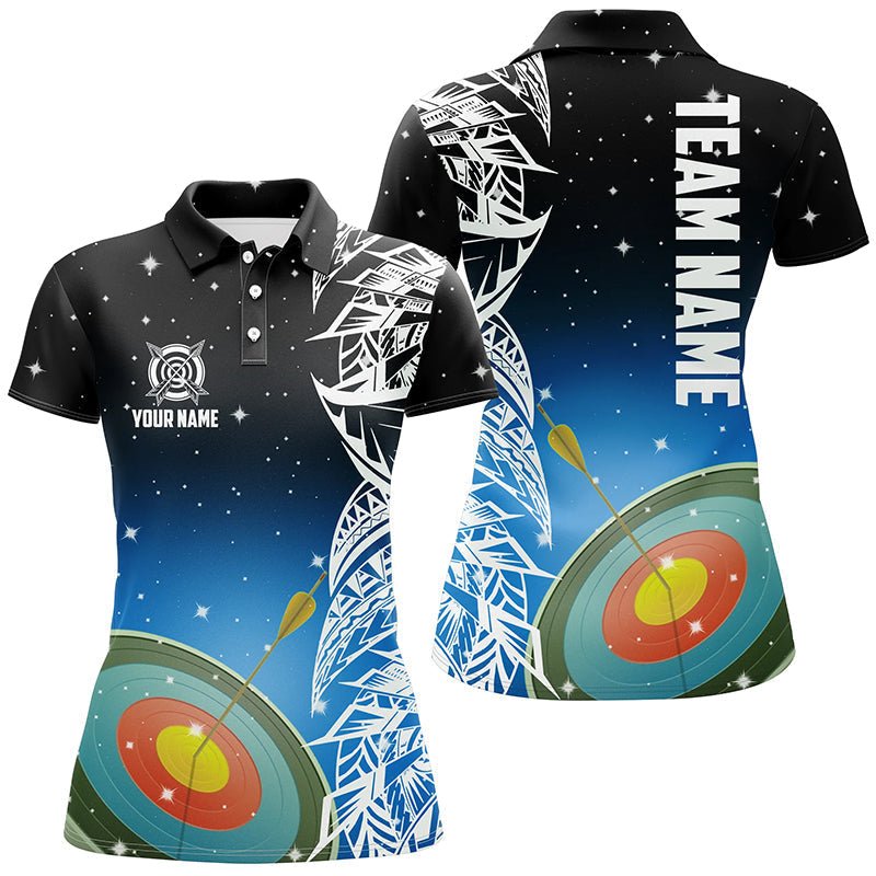 Personalisiertes Unisex Bogenschießen Poloshirt / Trikot mit Blauem 3D - Ziel Galaxie Design für Team und Mannschaft T1085 - Climcat