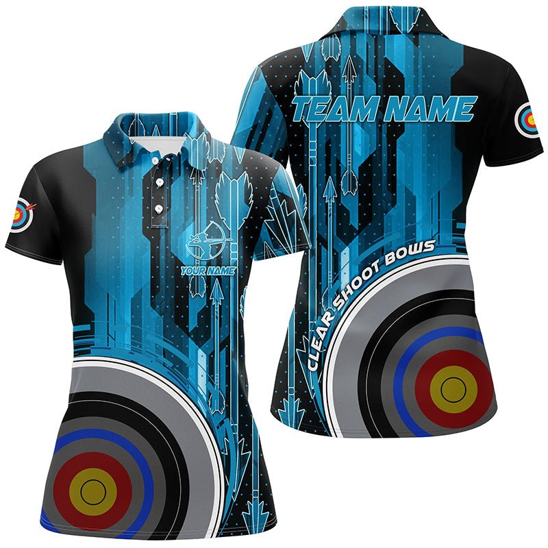 Personalisiertes Vintage Blaues 3D Bogenschießen Poloshirt Unisex V0603 - Climcat