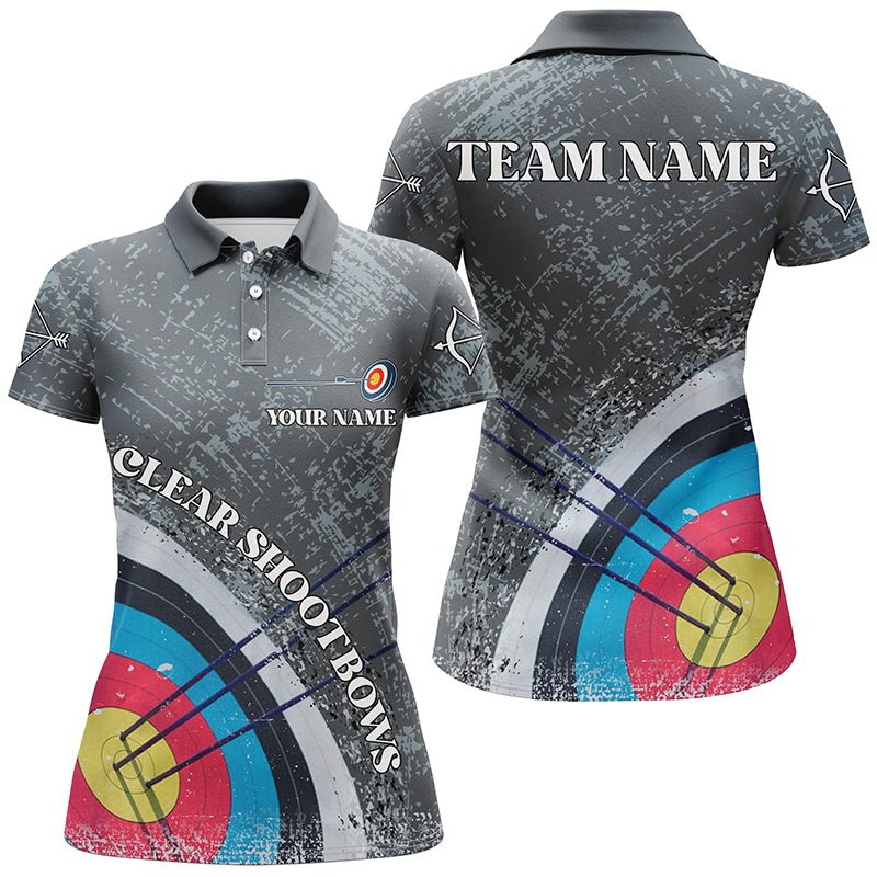 Personalisiertes Vintage Graues 3D Bogenschießen Poloshirt Unisex V0604 - Climcat