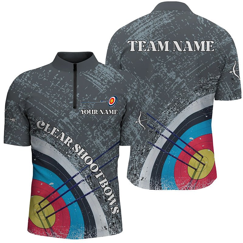Personalisiertes Vintage Graues 3D Bogenschießen Poloshirt Unisex V0604 - Climcat