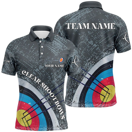 Personalisiertes Vintage Graues 3D Bogenschießen Poloshirt Unisex V0604 - Climcat