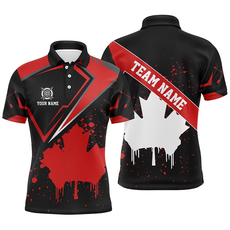 Personalisiertes Vintage Poloshirt mit Kanada Ahornblatt & Bogenschießen Motiv - Unisex T0711 - Climcat