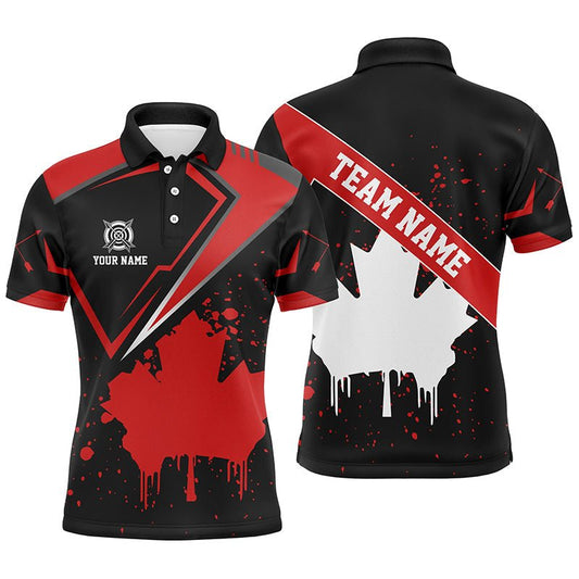 Personalisiertes Vintage Poloshirt mit Kanada Ahornblatt & Bogenschießen Motiv - Unisex T0711 - Climcat