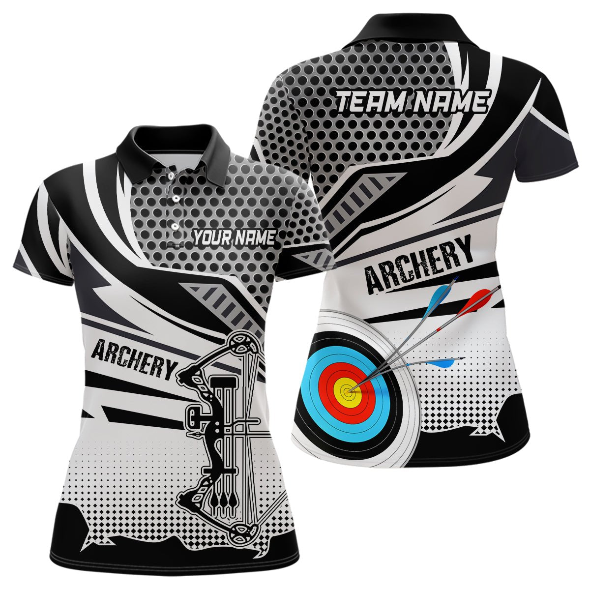 Poloshirt Bogenschießen - Personalisiert - Modernes Motiv (Compoundbogen 3D) - Herren & Damen - V0668 - Climcat
