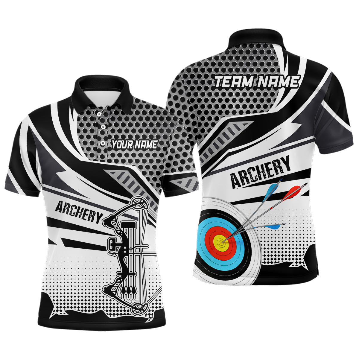 Poloshirt Bogenschießen - Personalisiert - Modernes Motiv (Compoundbogen 3D) - Herren & Damen - V0668 - Climcat