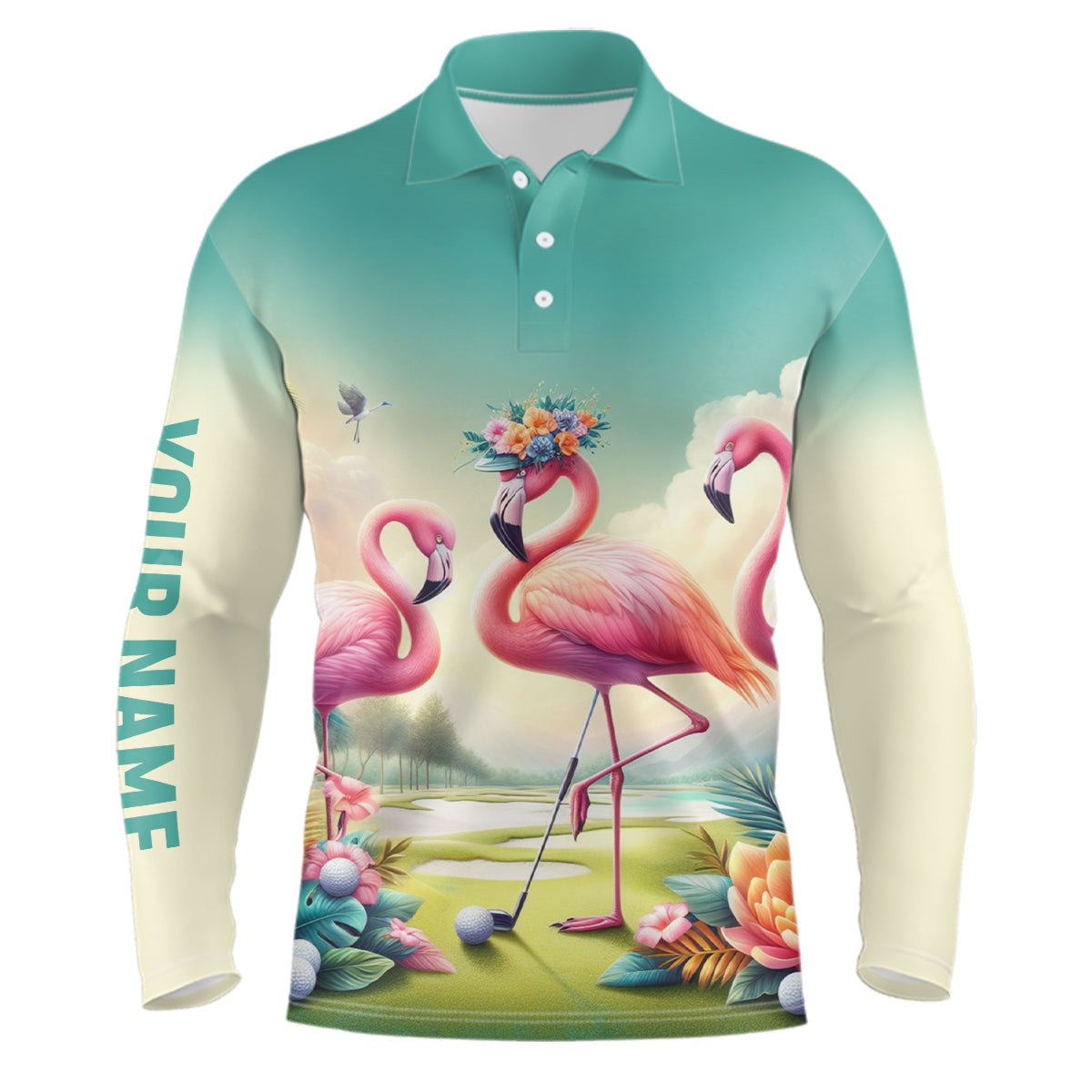 Rosa Flamingo Tropische Herren Golf Polo Shirts Personalisierte Golfhemden Für Männer Golf Geschenke L1306 - Climcat