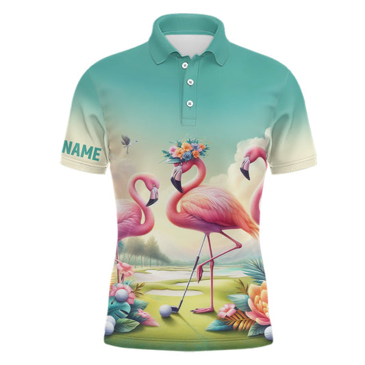 Rosa Flamingo Tropische Herren Golf Polo Shirts Personalisierte Golfhemden Für Männer Golf Geschenke L1306 - Climcat