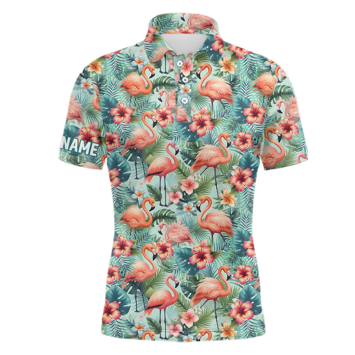 Rosa Flamingo Tropische Herren Golf Polo Shirts Personalisierte Golfhemden Für Männer Golfgeschenke L1308 - Climcat