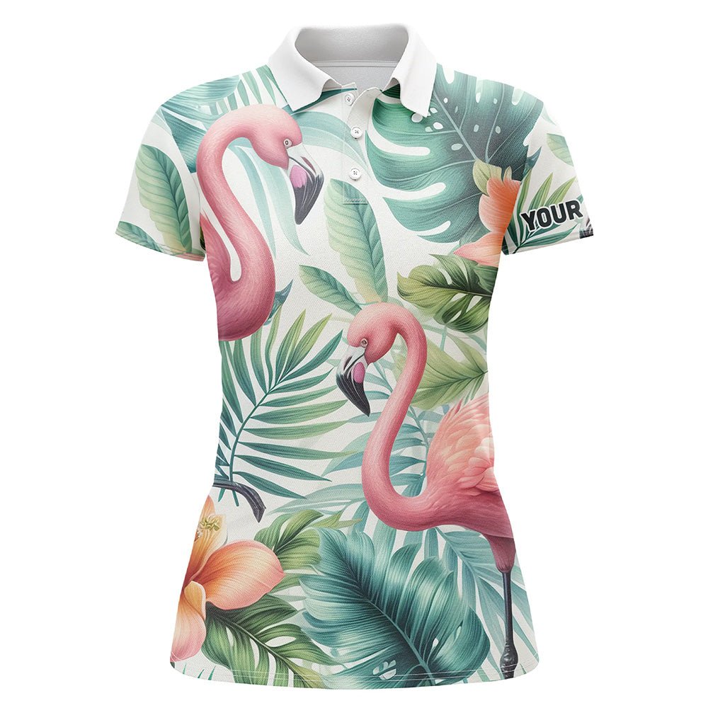 Rosa Flamingo Tropisches Muster Damen Golf Polo Shirt Maßgeschneiderte Golfshirts Für Frauen Golfgeschenke L1310 - Climcat