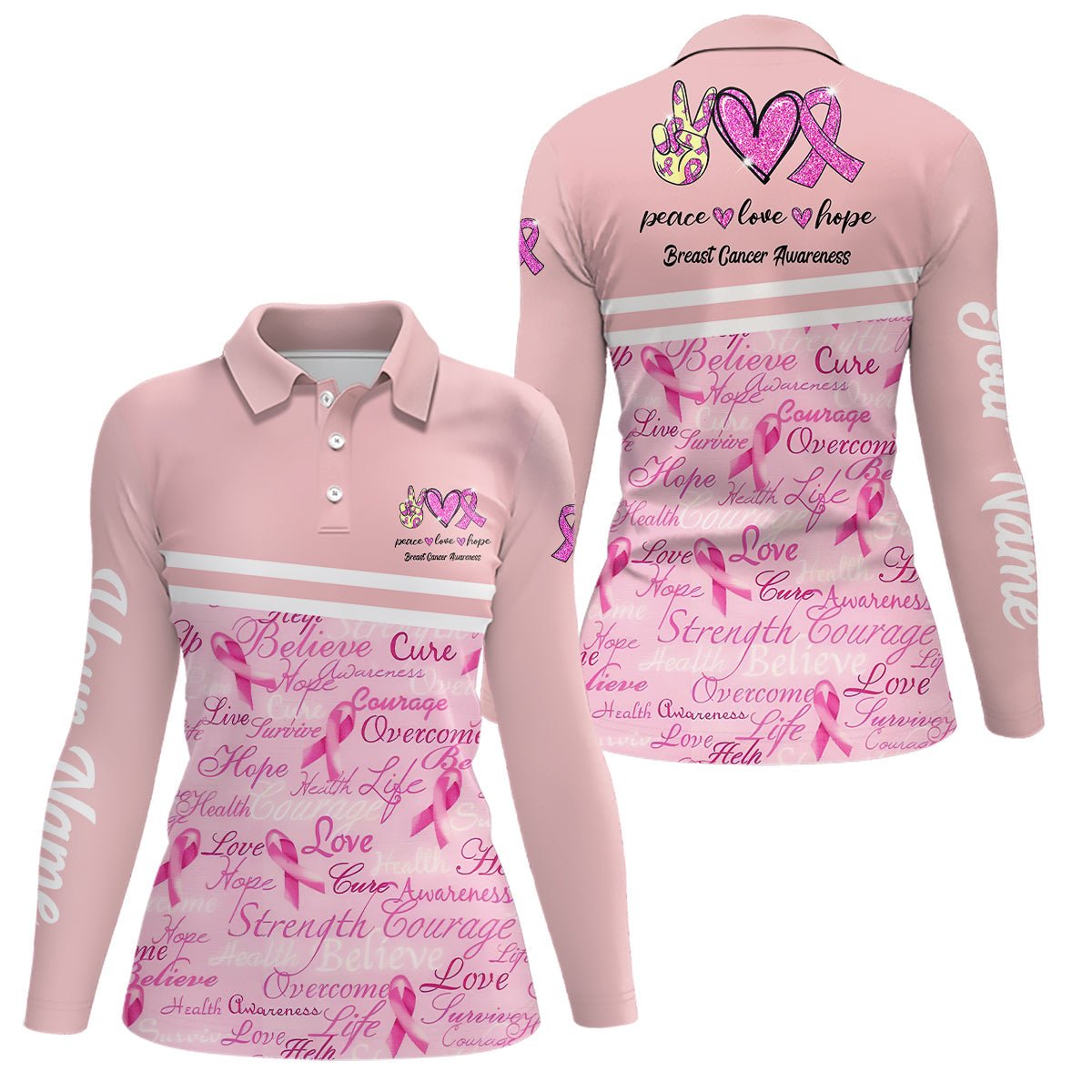 Rosa Golft-Shirt zur Brustkrebsvorsorge Personalisierte Golft-Shirts für Damen Beste Golfgeschenke L0389 - Climcat