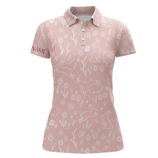 Rosa Niedliche Ostereier & Hasen Damen Golf Polo Shirt Individuelle Oster Golf Tops Für Frauen L1335 - Climcat