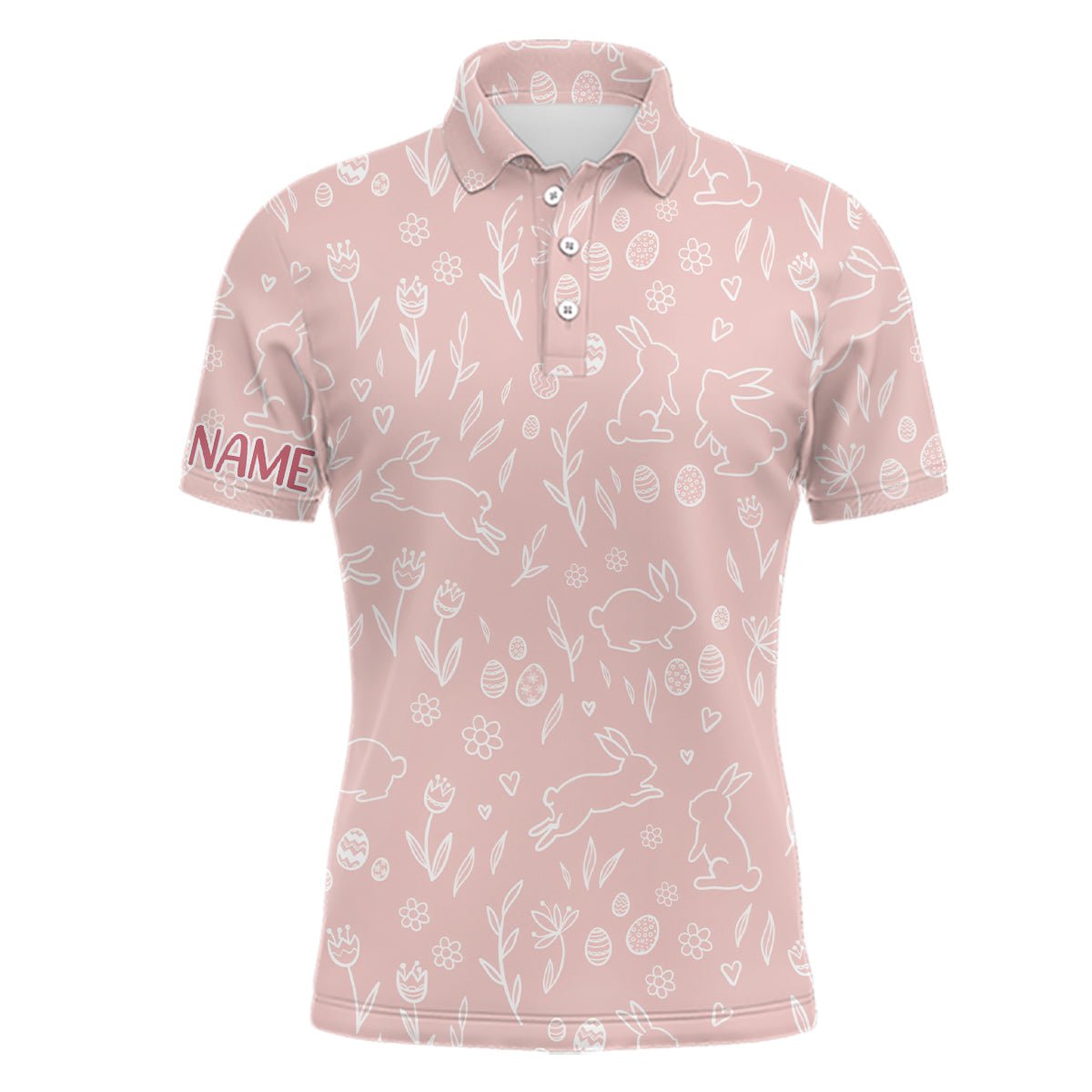 Rosa Niedliche Ostereier & Hasen Herren Golf Polo Shirt Individuelle Ostertags Golfoberteile Für Männer Golfgeschenke L1335 - Climcat