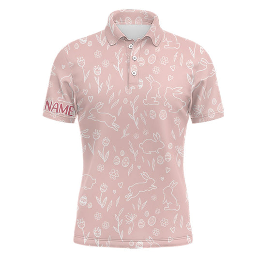 Rosa Niedliche Ostereier & Hasen Herren Golf Polo Shirt Individuelle Ostertags Golfoberteile Für Männer Golfgeschenke L1335 - Climcat