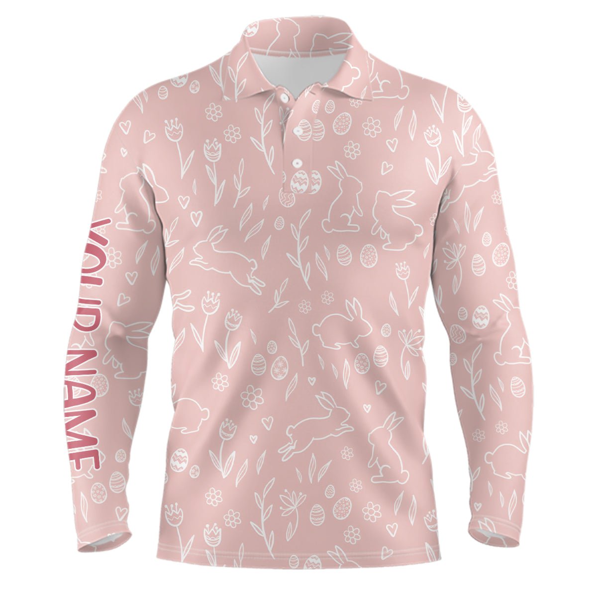 Rosa Niedliche Ostereier & Hasen Herren Golf Polo Shirt Individuelle Ostertags Golfoberteile Für Männer Golfgeschenke L1335 - Climcat