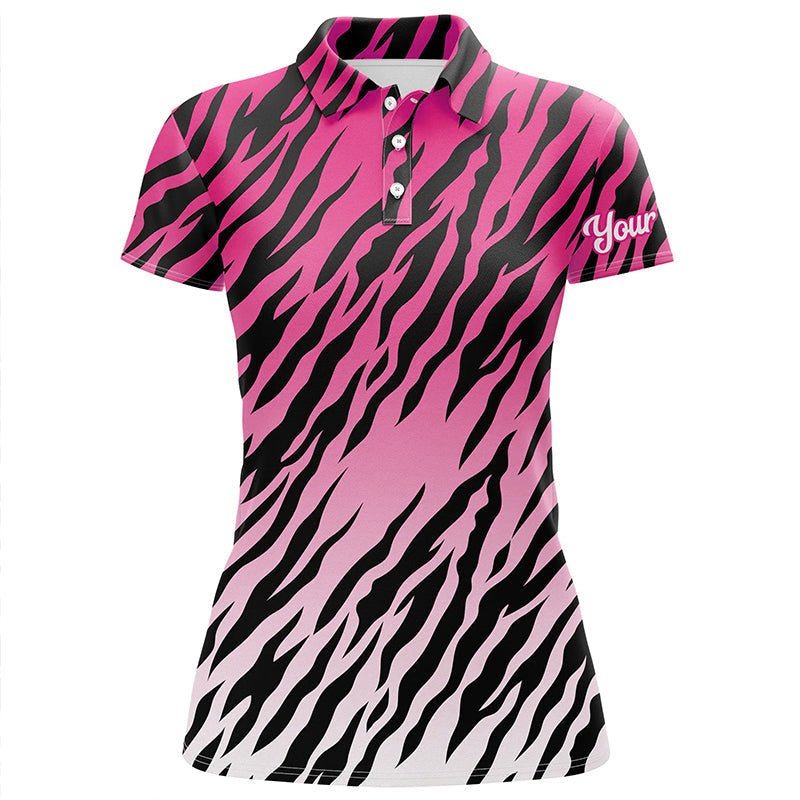 Rosa Tigerstreifenmuster Damen Golf Polo Shirt - Maßgeschneiderte Golfbekleidung für Damen, beste Golfgeschenke N7111 - Climcat