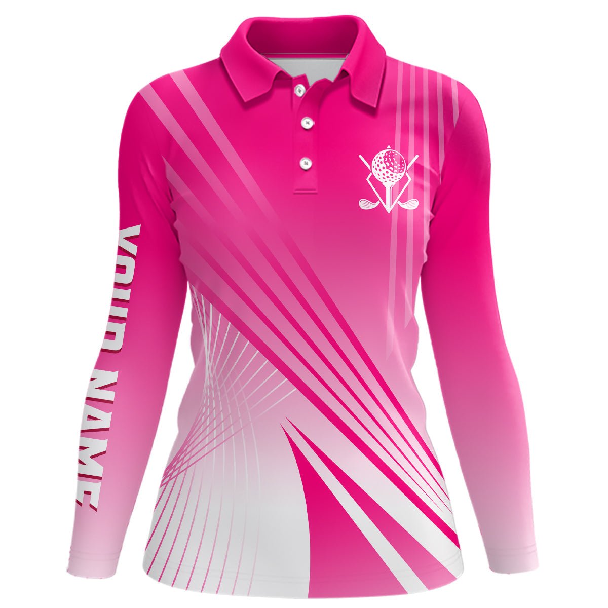 Rosa Weiße Damen Golf Polo Shirts Personalisierte Golf Geschenke für Frauen L1319 - Climcat