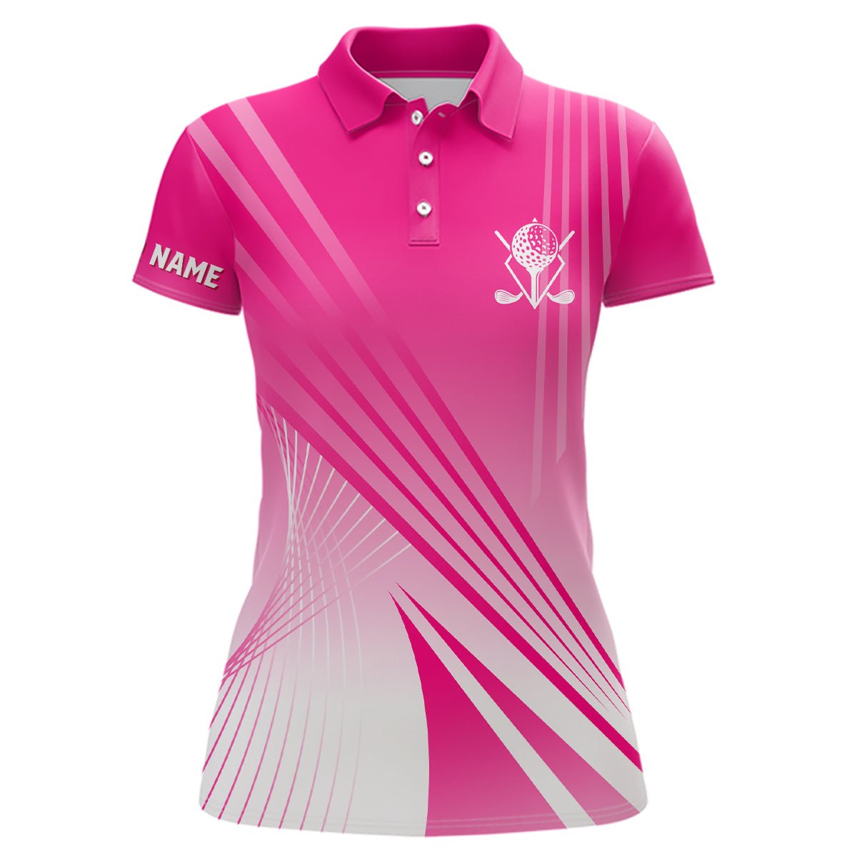 Rosa Weiße Damen Golf Polo Shirts Personalisierte Golf Geschenke für Frauen L1319 - Climcat