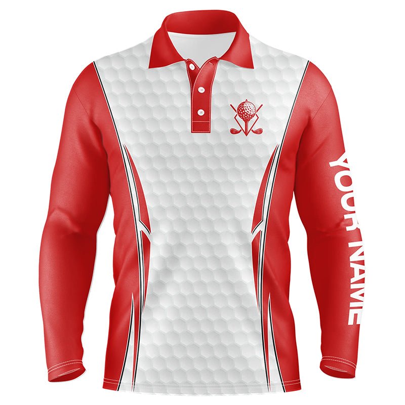 Rote und Weiße Golfbälle Herren Golf Polo Shirts Individuelle Golfbekleidung für Herren, Golfgeschenke für Männer N7341 - Climcat