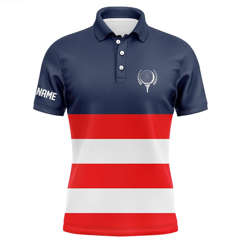 Rote, weiße und blaue gestreifte individuelle Herren Golf Poloshirts, patriotische Herrengolfbekleidung N7135 - Climcat