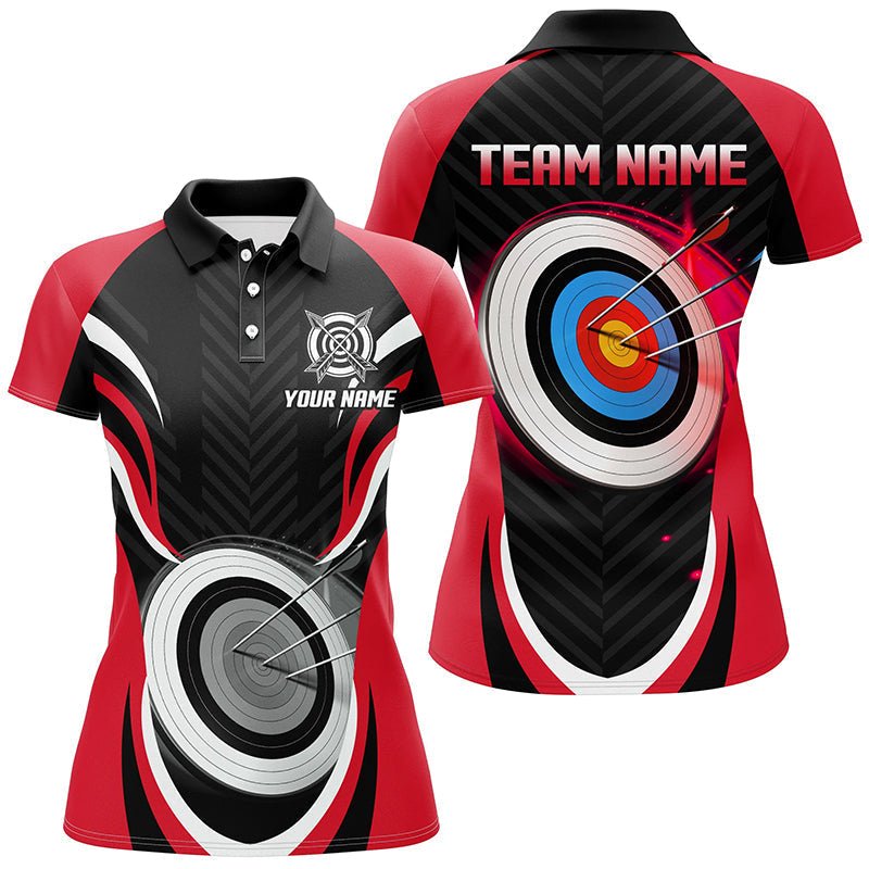 Rotes Bogenschieß - Poloshirt für Herren & Damen - Personalisiert mit 3D - Ziel Motiv - T1018 - Climcat