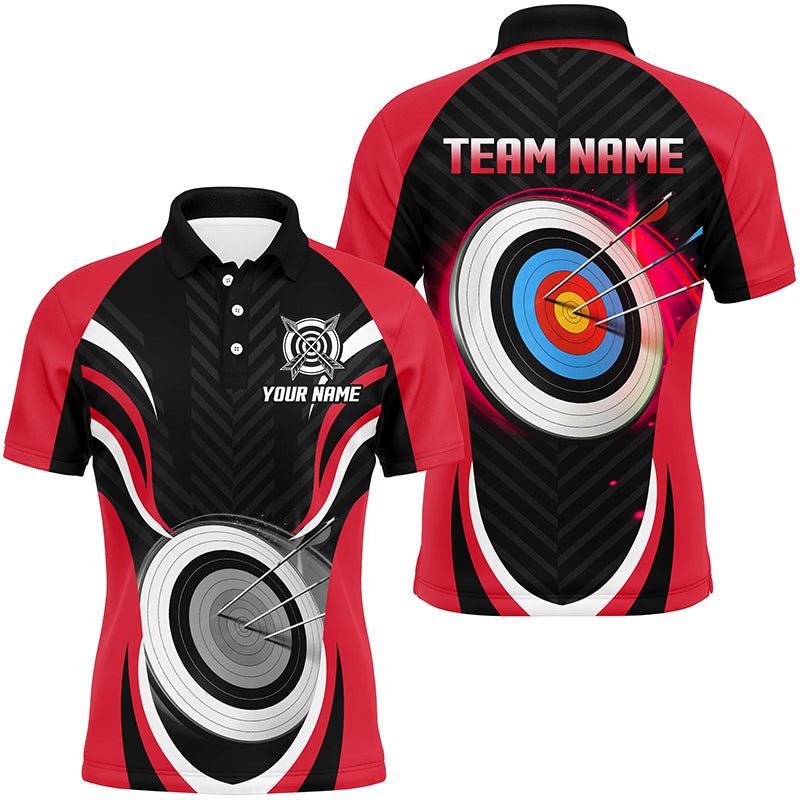 Rotes Bogenschieß - Poloshirt für Herren & Damen - Personalisiert mit 3D - Ziel Motiv - T1018 - Climcat