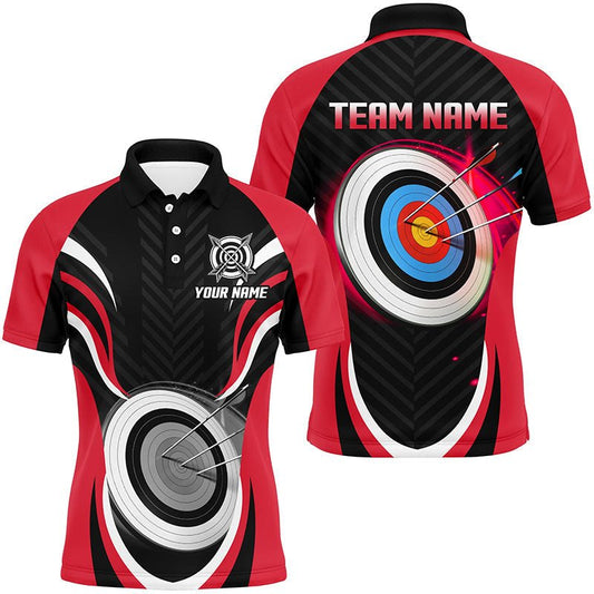 Rotes Bogenschieß - Poloshirt für Herren & Damen - Personalisiert mit 3D - Ziel Motiv - T1018 - Climcat