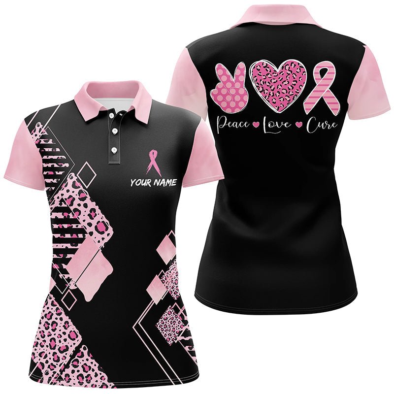 Schwarze & Pink Leopardmuster Golf Polo Shirts Brustkrebs Pink Ribbon Golf Shirts Für Frauen L1352 - Climcat