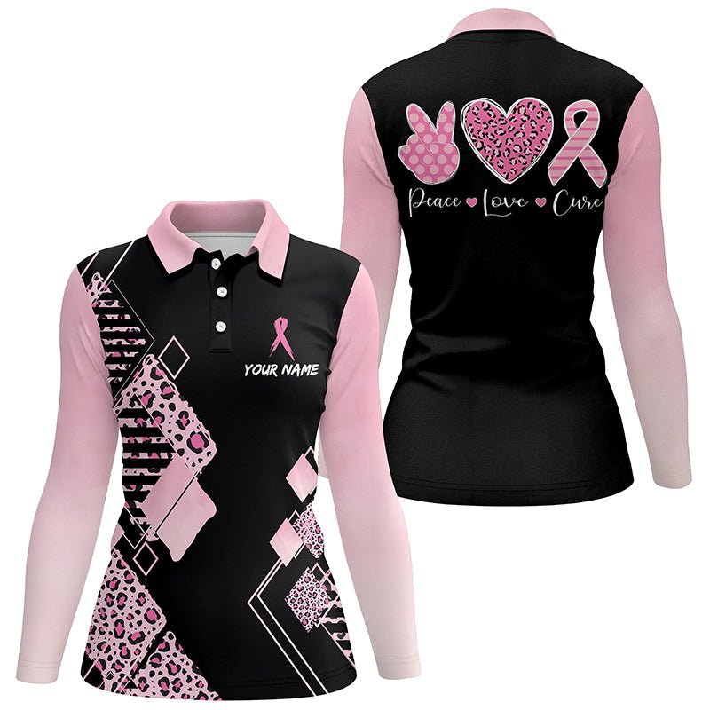 Schwarze & Pink Leopardmuster Golf Polo Shirts Brustkrebs Pink Ribbon Golf Shirts Für Frauen L1352 - Climcat