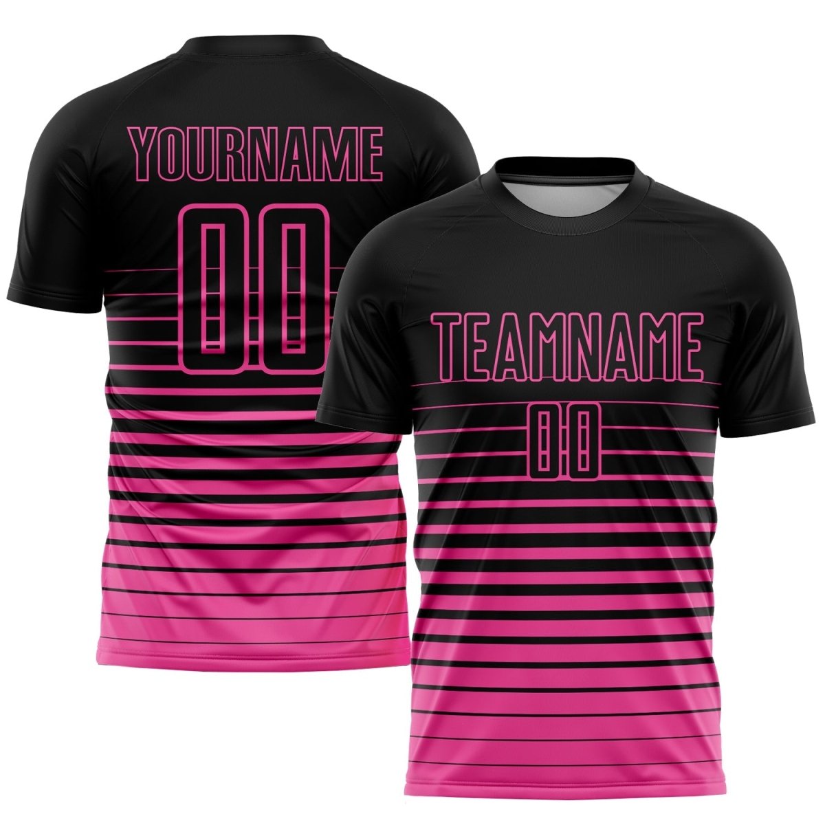 Schwarze Pink Pinstripe Fade Fashion Sublimations Fußballtrikot H279 - Climcat