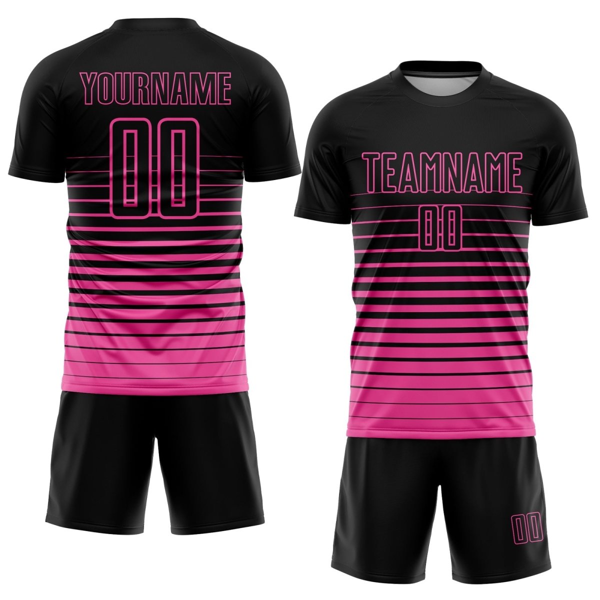 Schwarze Pink Pinstripe Fade Fashion Sublimations Fußballtrikot H279 - Climcat