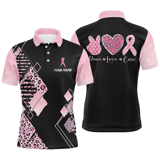 Schwarze & Pinke Leopardenmuster Herren Golf Polo Shirts Brustkrebs Pink Ribbon Golf Shirts Für Männer L1352 - Climcat