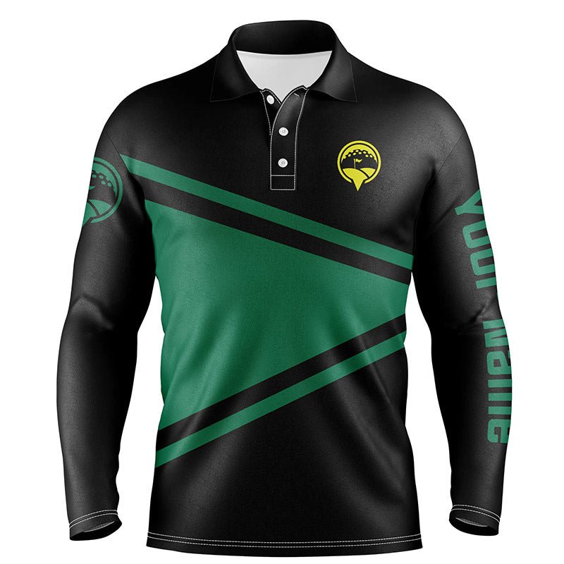 Schwarze und grüne Herren Golf Polo Shirts - Maßgeschneiderte Golfbekleidung für Herren, beste Golfgeschenke für Männer N5668 - Climcat