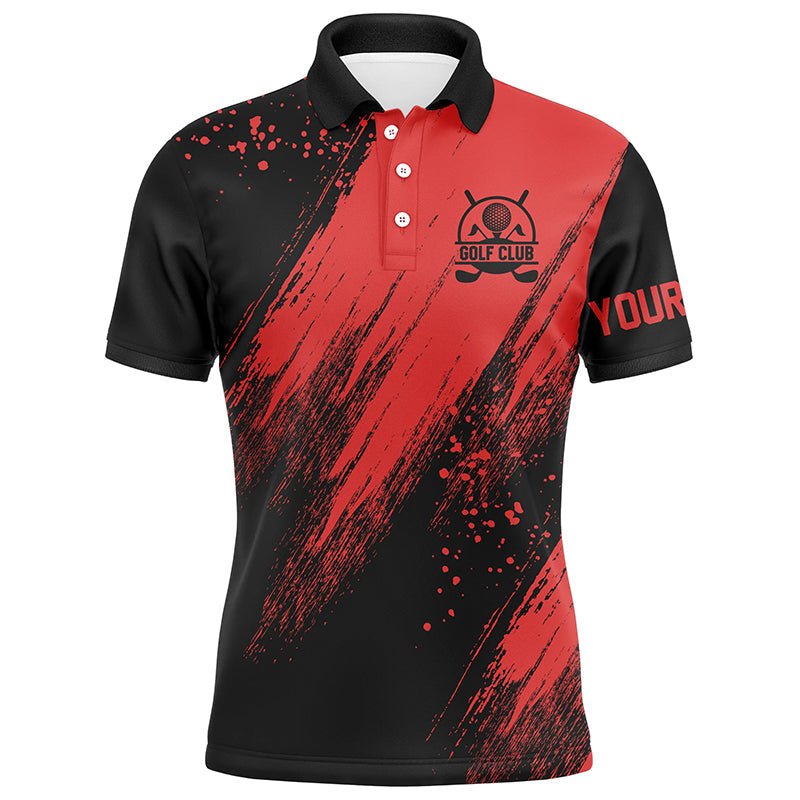 Schwarze und rote Herren Golf Poloshirts - Personalisierte Golfgeschenke für Herren - Beste Herrengolfoberteile N7346 - Climcat