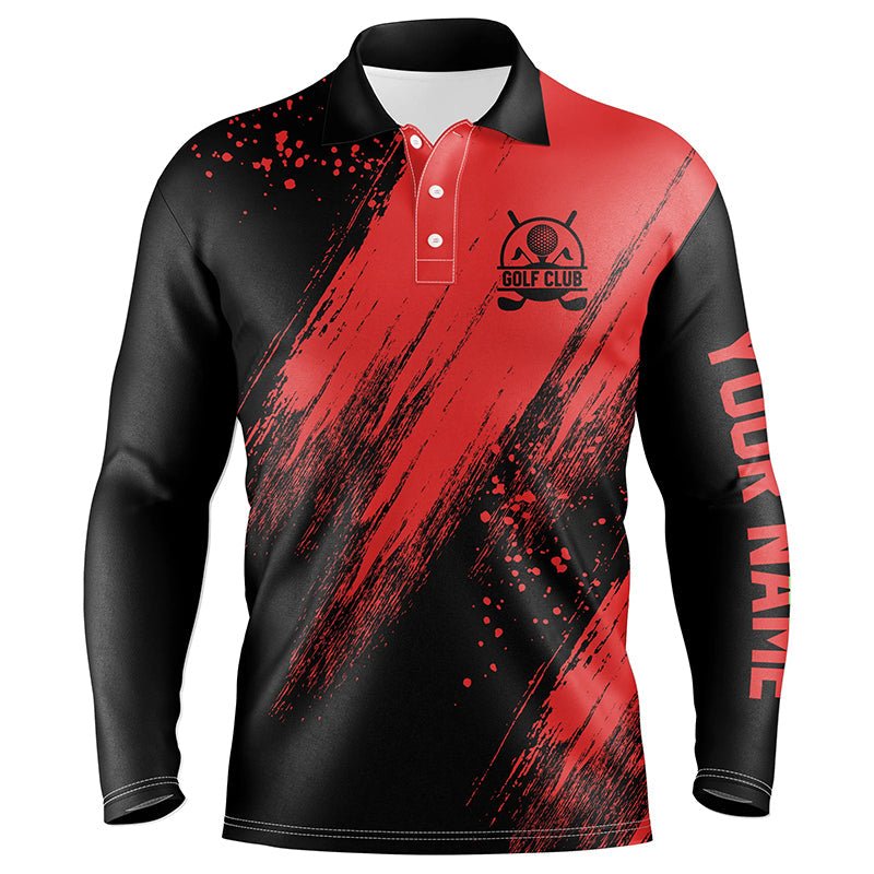 Schwarze und rote Herren Golf Poloshirts - Personalisierte Golfgeschenke für Herren - Beste Herrengolfoberteile N7346 - Climcat