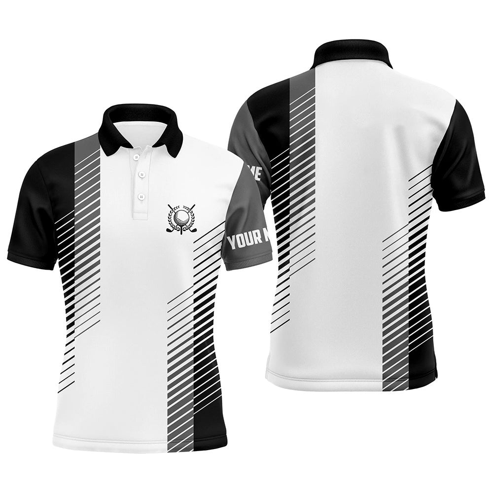 Schwarze und weiße Herren Golf Polo Shirts - Maßgeschneidertes Golfball Shirt für Herren - Beste Herrengolfbekleidung N7186 - Climcat