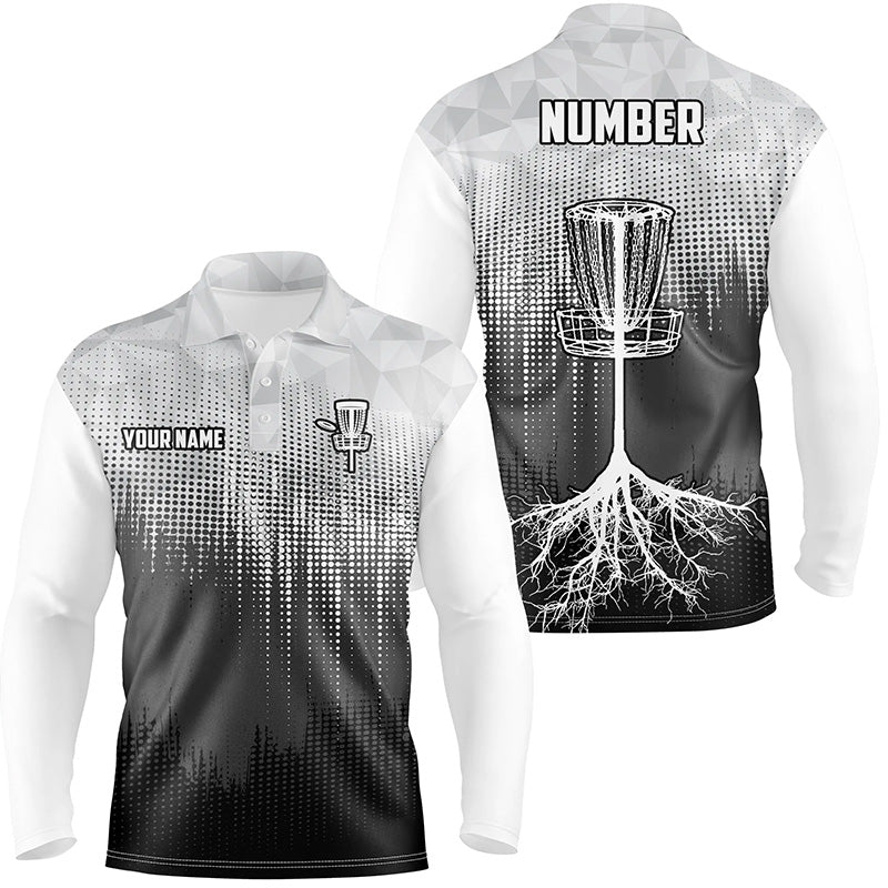 Schwarze & Weiße Herren Disc Golf Polo Shirts | Individuelle Disc Golf Korb | Personalisierte Disc Golf Geschenke L1323 - Climcat