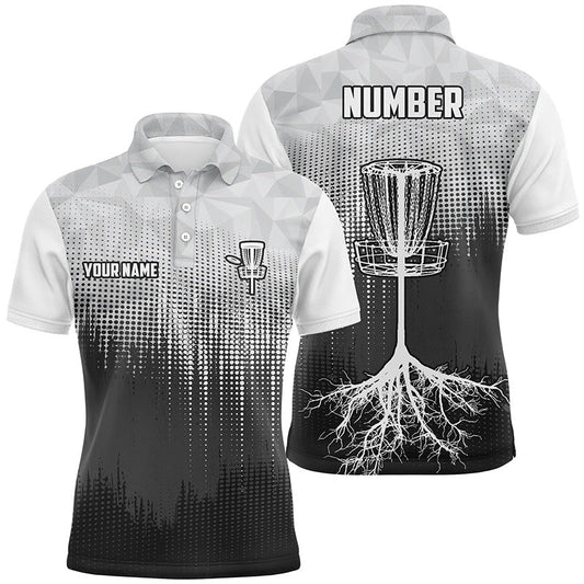 Schwarze & Weiße Herren Disc Golf Polo Shirts | Individuelle Disc Golf Korb | Personalisierte Disc Golf Geschenke L1323 - Climcat