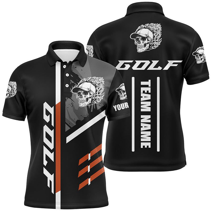 Schwarzes Golf Skull Herren Golf Polo Shirt | Maßgeschneiderte Golfbekleidung für Männer, Golfgeschenke für Teamgolfer N7483 - Climcat