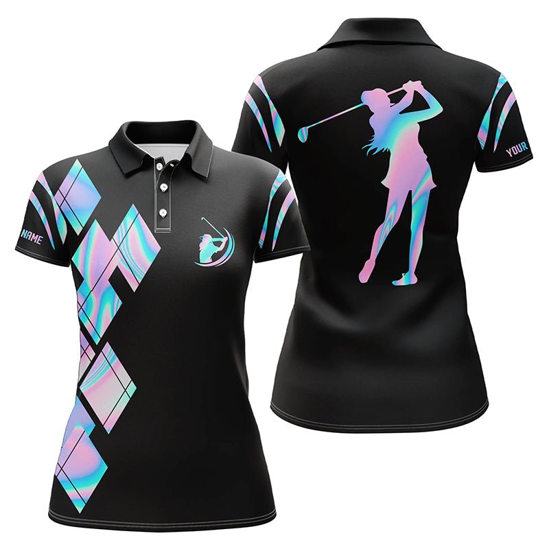 Schwarzes Hologramm Damen Golf Polo Shirt Maßgeschneidertes Damen Golfshirt NQS5709 N5709 - Climcat