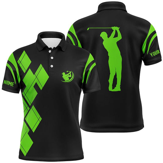 Schwarzes und grünes Argyle-Muster Herren Golf Polo Shirt - Individuelles Team Golfshirt für Herren N7402 - Climcat