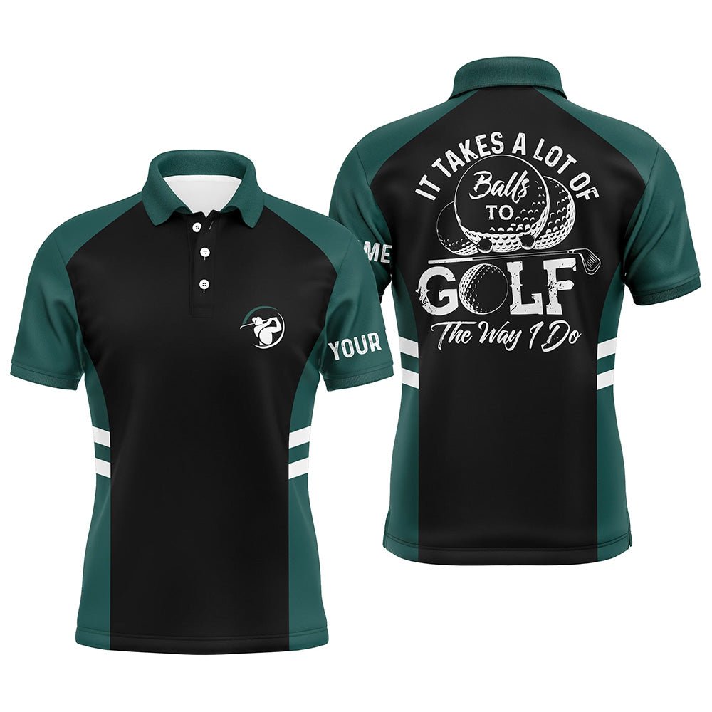 Schwarzes und grünes Herren Golf Polo Shirt - Personalisiertes Geschenk für Golfer - Mutig und stilvoll auf dem Golfplatz - Hochwertiges Material N6435 - Climcat