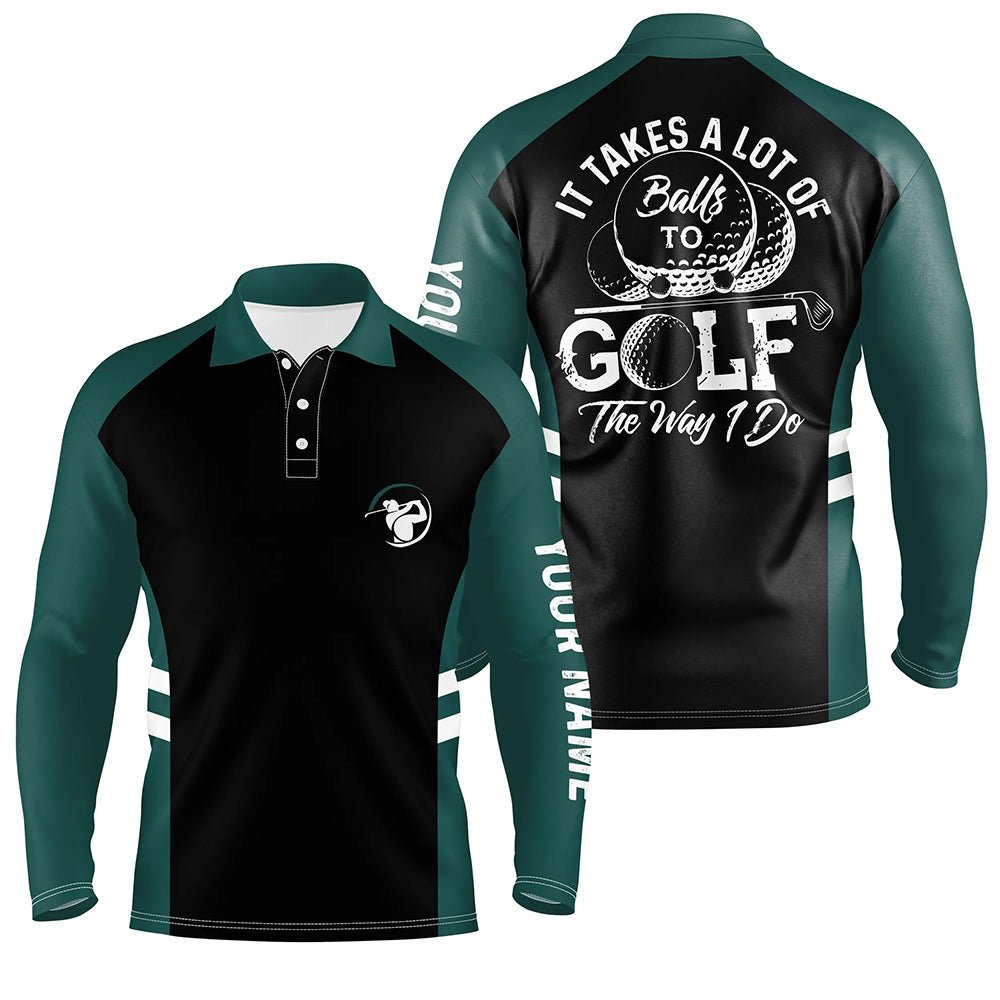 Schwarzes und grünes Herren Golf Polo Shirt - Personalisiertes Geschenk für Golfer - Mutig und stilvoll auf dem Golfplatz - Hochwertiges Material N6435 - Climcat