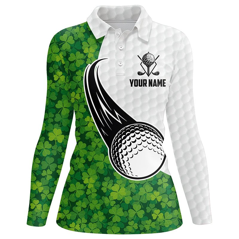 St. Patrick's Day Grünes Kleeblatt Golf Polo Shirt Maßgeschneiderte Golfshirts Für Damen Golfer Geschenke L1481 - Climcat