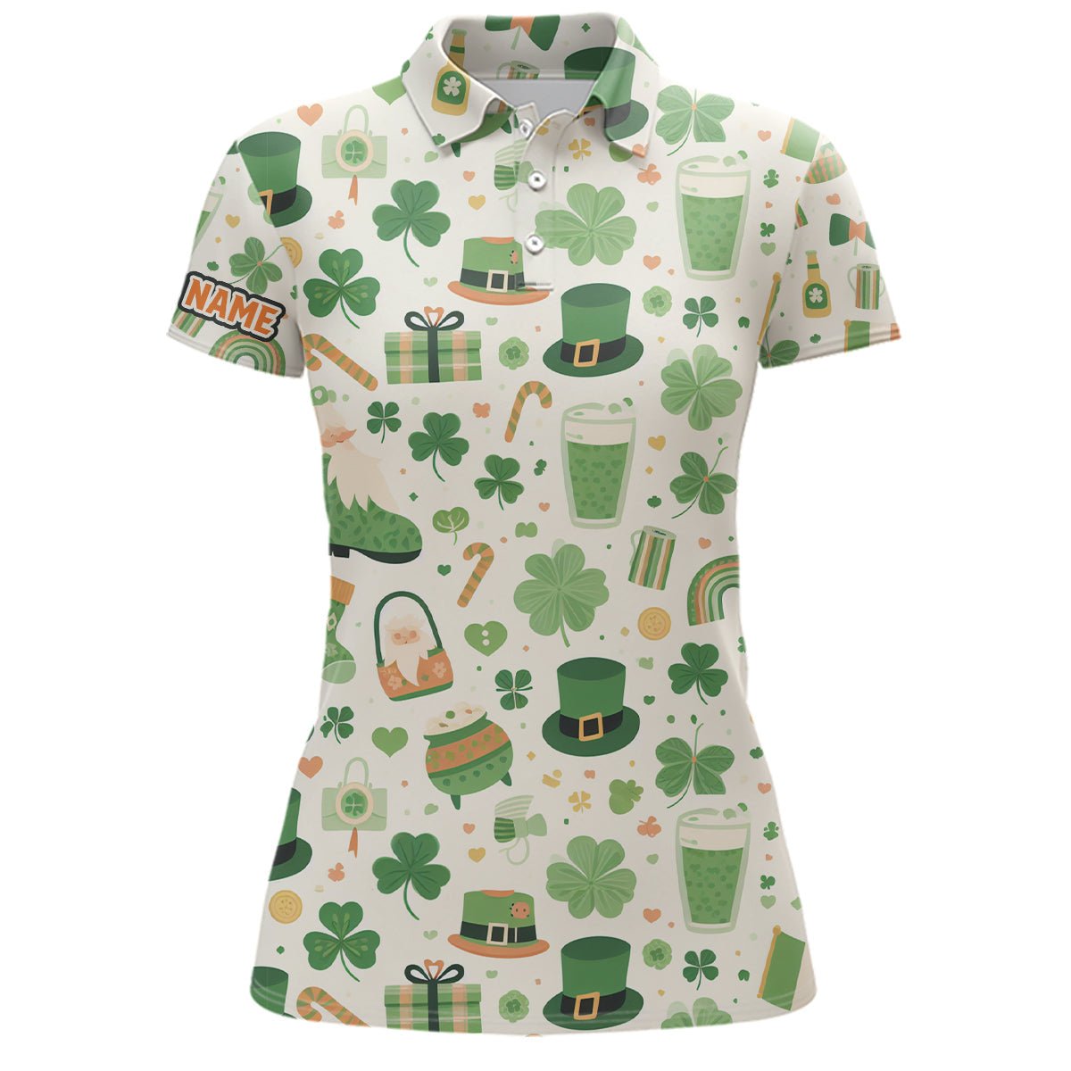 St. Patrick's Day Nahtlose Damen Golf Polo Shirts Maßgeschneiderte Grüne Golfshirts Für Damen Golfgeschenke L1313 - Climcat