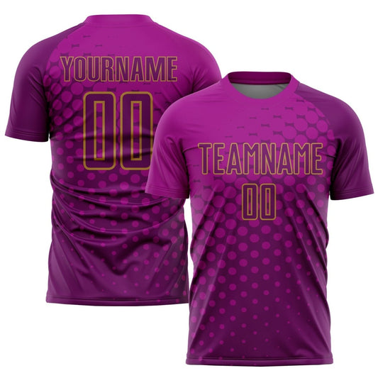 Sublimations - Soccer - Trikot in benutzerdefiniertem Tief - Pink - Purpur - Gold W496 - Climcat