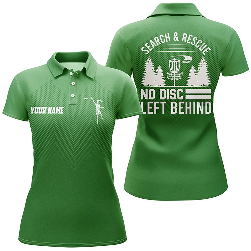 Such- & Rettungsgrünes geometrisches Damen-Disc-Golf-Poloshirt | Maßgeschneiderte Disc-Golf-Shirts für Frauen L1070 - Climcat