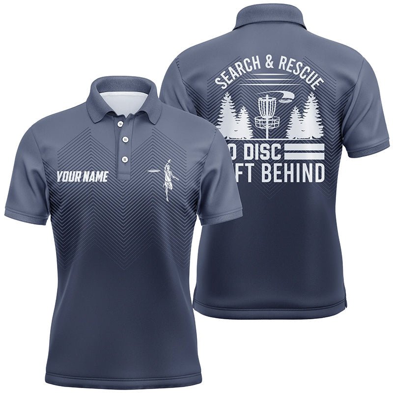 Suchen und Retten Marineblaue Geometrische Herren Disc Golf Polo Shirts - Coole Disc Golf Shirts für Männer L1069 - Climcat